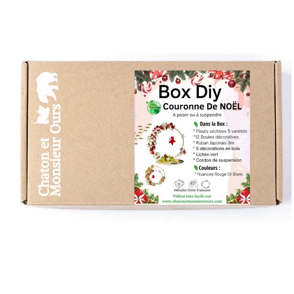 NOËL BOX DIY, Couronne de Noël  à faire soi-même, rouge