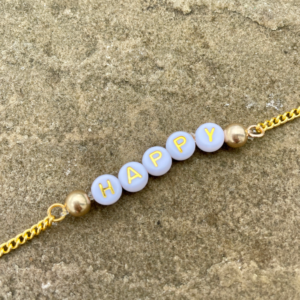 Bracelet Fantaisie Lettres Couleur Or Jaune PERSONNALISABLE