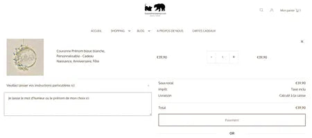 Couronne Prénom Bleue Blanche,  cadeau personnalisable toutes occasions